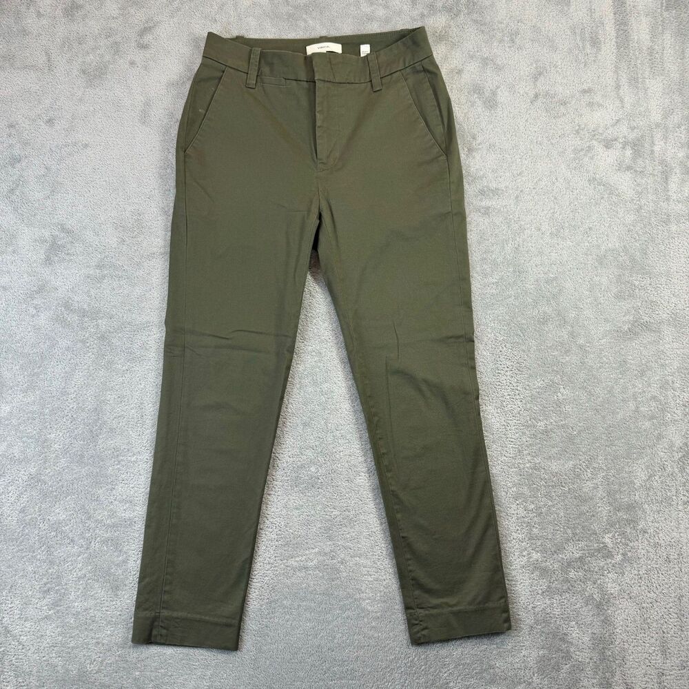 Vince Chino Trouser Womens 00 Olive Green Ankle Dress Pants Straight Leg Career